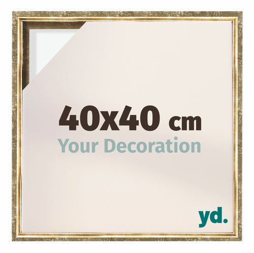 Lyon MDF Schattenfugenrahmen 40x40cm Gold Antik Vorne Messe | Yourdecoration.de