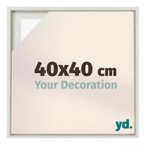Lyon MDF Schattenfugenrahmen 40x40cm White Wash Vorne Messe | Yourdecoration.de