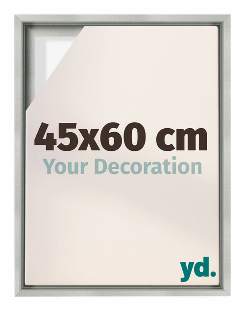 Lyon MDF Schattenfugenrahmen 45x60cm Silber Matt Vorne Messe | Yourdecoration.de