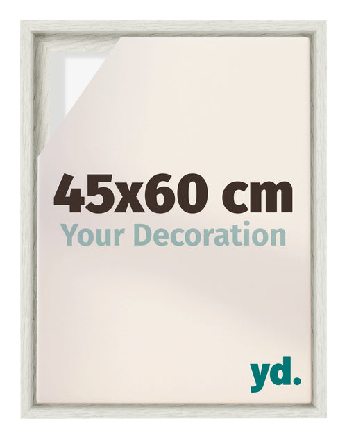 Lyon MDF Schattenfugenrahmen 45x60cm White Wash Vorne Messe | Yourdecoration.de