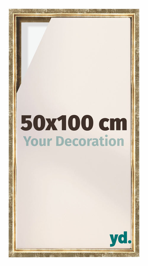 Lyon MDF Schattenfugenrahmen 50x100cm Gold Antik Vorne Messe | Yourdecoration.de