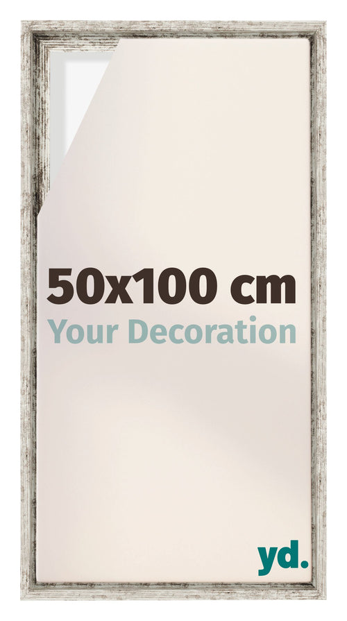 Lyon MDF Schattenfugenrahmen 50x100cm Weiss Vintage Vorne Messe | Yourdecoration.de