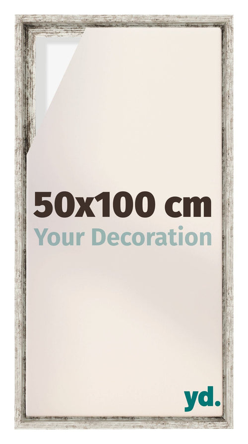 Lyon MDF Schattenfugenrahmen 50x100cm Weiss Vintage Vorne Messe | Yourdecoration.de