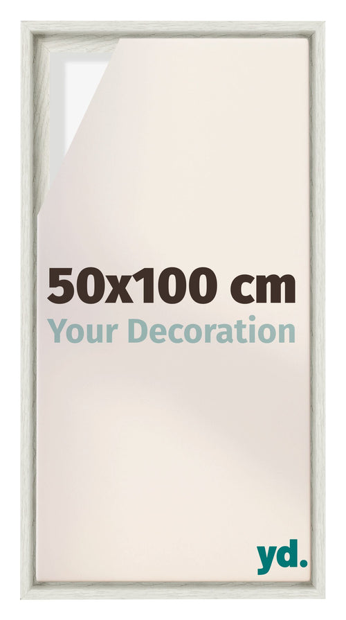 Lyon MDF Schattenfugenrahmen 50x100cm White Wash Vorne Messe | Yourdecoration.de