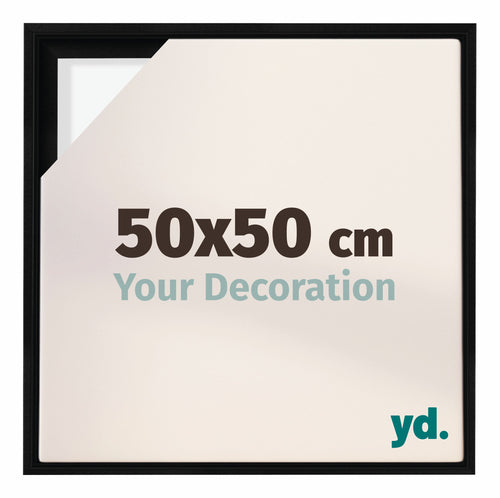 Lyon MDF Schattenfugenrahmen 50x50cm Schwarz Matt Vorne Messe | Yourdecoration.de