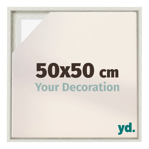 Lyon MDF Schattenfugenrahmen 50x50cm White Wash Vorne Messe | Yourdecoration.de