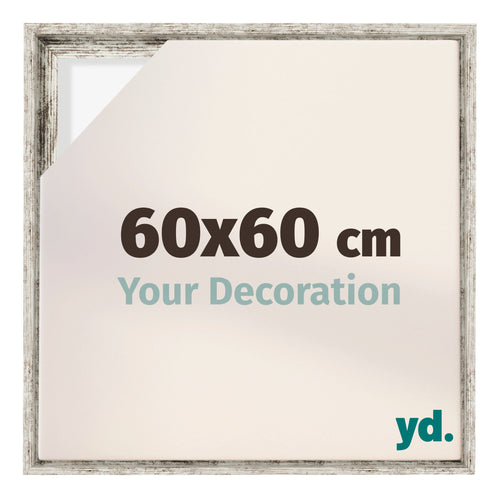 Lyon MDF Schattenfugenrahmen 60x60cm Weiss Vintage Vorne Messe | Yourdecoration.de