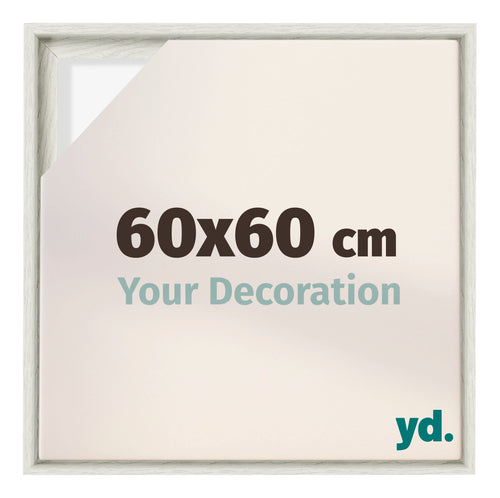 Lyon MDF Schattenfugenrahmen 60x60cm White Wash Vorne Messe | Yourdecoration.de