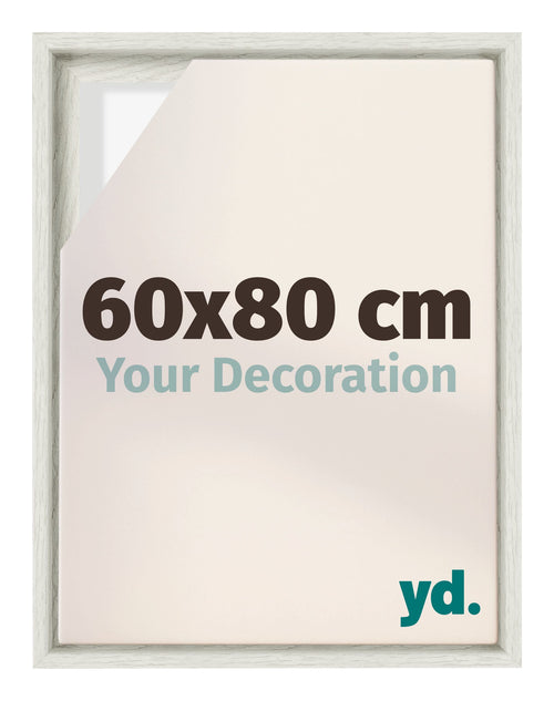 Lyon MDF Schattenfugenrahmen 60x80cm White Wash Vorne Messe | Yourdecoration.de