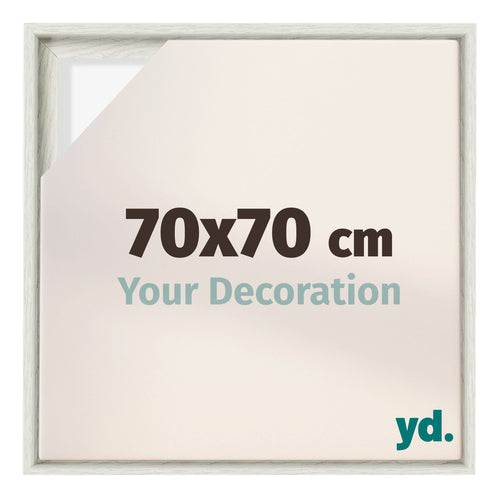 Lyon MDF Schattenfugenrahmen 70x70cm White Wash Vorne Messe | Yourdecoration.de