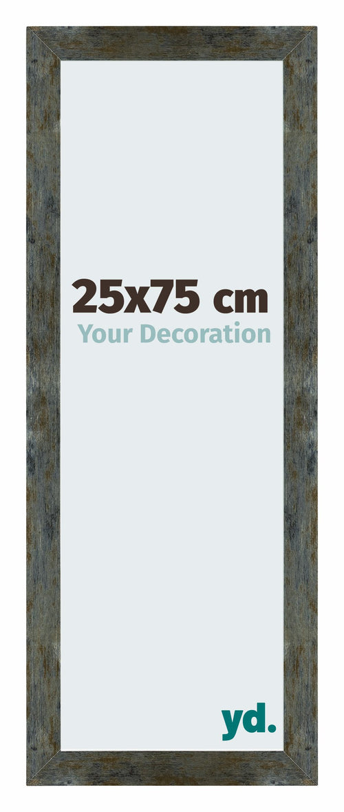 Mura MDF Bilderrahmen 25x75cm Blau Gold Meliert Vorne Messe | Yourdecoration.de