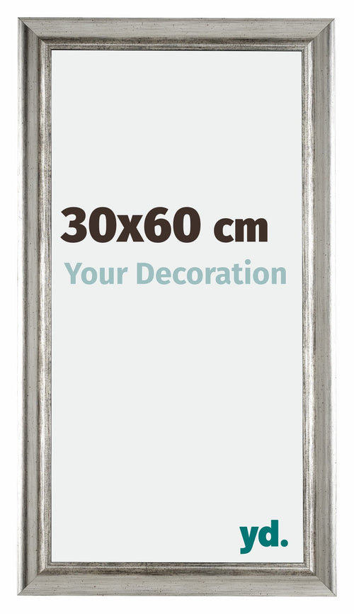 Sheffield Holz Bilderrahmen 30x60cm Silber Schwarz Gewischt Vorne Messe | Yourdecoration.de