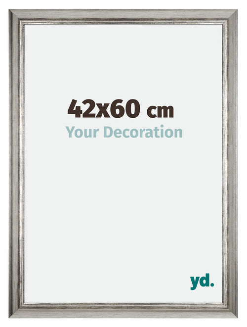 Sheffield Holz Bilderrahmen 42x60cm Silber Schwarz Gewischt Vorne Messe | Yourdecoration.de