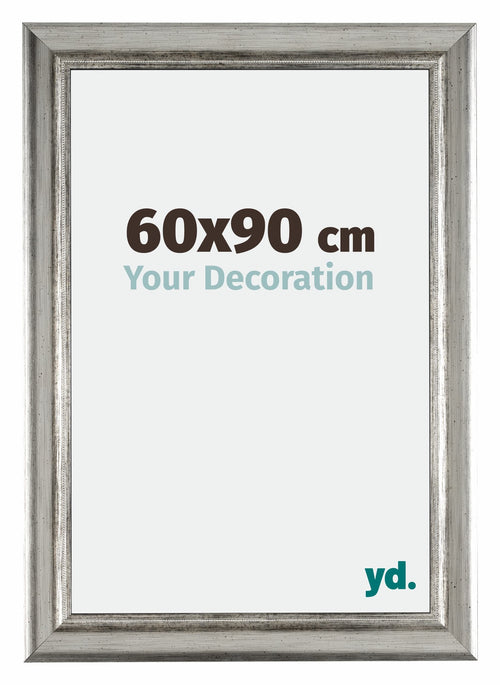 Sheffield Holz Bilderrahmen 60x90cm Silber Schwarz Gewischt Vorne Messe | Yourdecoration.de