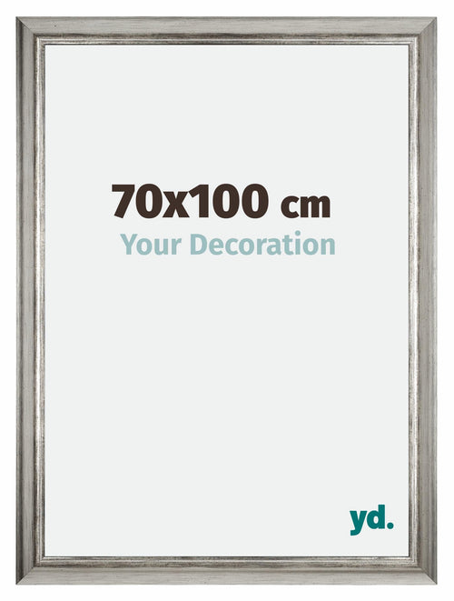 Sheffield Holz Bilderrahmen 70x100cm Silber Schwarz Gewischt Vorne Messe | Yourdecoration.de