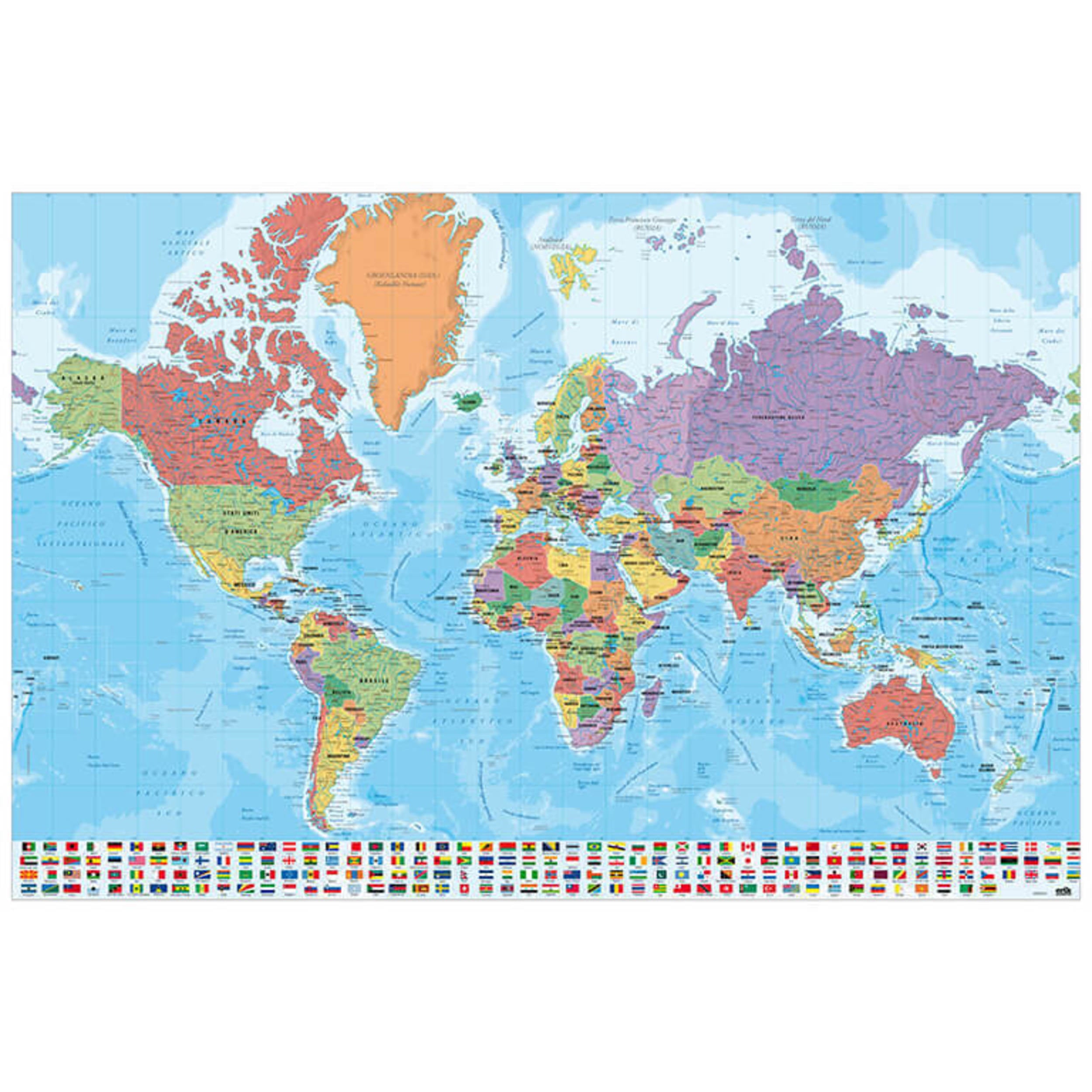 Poster Carte Du Monde Antique – Harper Collins – 91,5 X 61 Cm – Style Vintage, Haute Qualité D’Impression