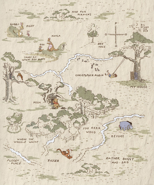 Komar Vlies Fototapete Iadx4 042 Winnie The Pooh Map | Yourdecoration.de