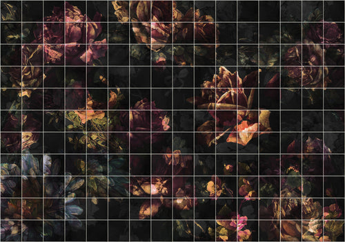 Komar Vlies Fototapete Inx8 080 Tiles Flowers | Yourdecoration.de