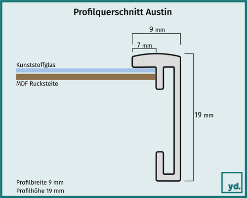 Bilderrahmen 48x68 cm - Schwarz Hochglanz - Aluminium - Austin