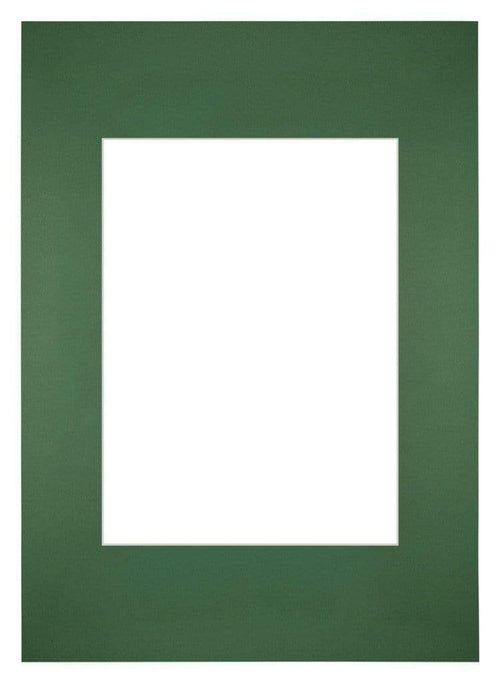 Passepartout 20x28cm Karton Waldgrün Rand Gerade - Vorne | Yourdecoration.de
