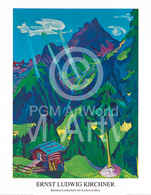 Ernst Ludwig Kirchner - Bündner Landschaft Kunstdruck 70x90cm | Yourdecoration.de