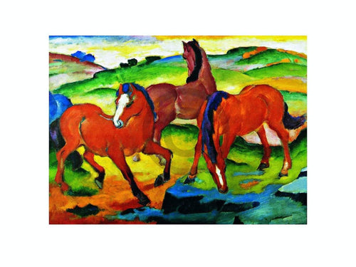 Franz Marc - Die großen roten Pferde Kunstdruck 71x56cm | Yourdecoration.de