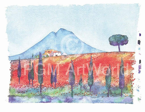 Ralf Westphal - Soracte mit Mohnfeld/Latium Kunstdruck 90x70cm | Yourdecoration.de