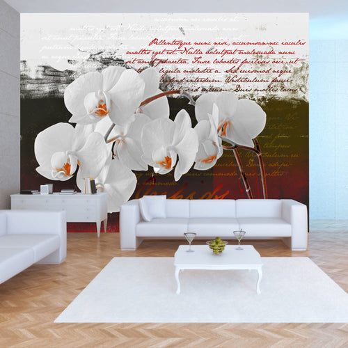 Fototapete - Diary and Orchid - Vliestapete