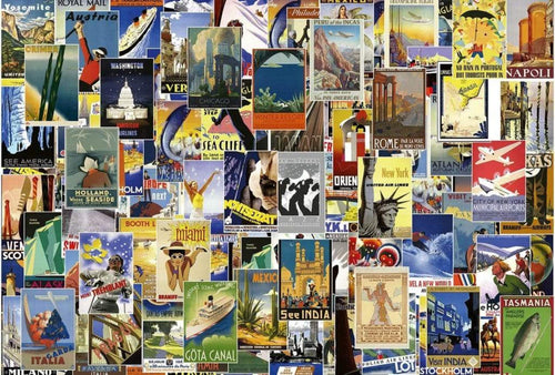 Wizard+Genius Vintage Travel Poster Vlies Fototapete 384x260cm 8-bahnen | Yourdecoration.de