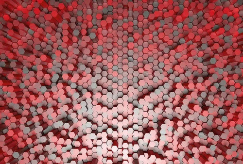 Wizard+Genius 3D Pentagons Red Vlies Fototapete 384x260cm 8-bahnen | Yourdecoration.de