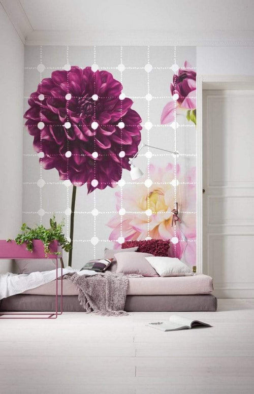 Komar Flowers and Dots Vlies Fototapete 200x250cm 2-bahnen Sfeer | Yourdecoration.de