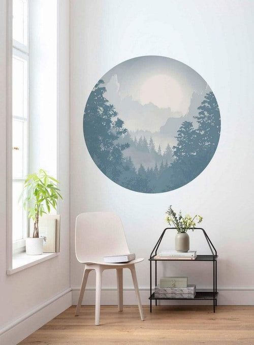 Komar Blue Valley Vlies Fototapete 125x125cm Rund Sfeer | Yourdecoration.de