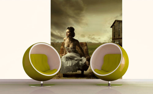 Dimex Girl on Armchair Fototapete 225x250cm 3-Bahnen Interieur | Yourdecoration.de