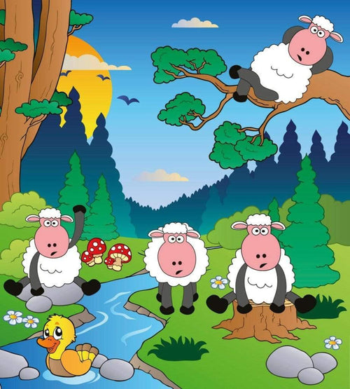 Dimex Sheep in Forest Fototapete 225x250cm 3-Bahnen | Yourdecoration.de