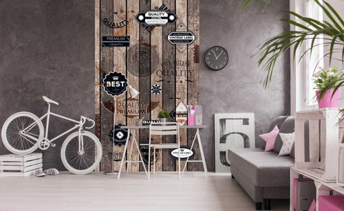 Dimex Vintage Labels Fototapete 150x250cm 2-Bahnen Interieur | Yourdecoration.de