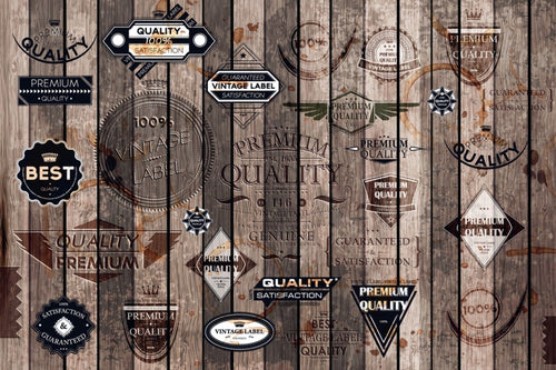 Dimex Vintage Labels Fototapete 375x250cm 5-Bahnen | Yourdecoration.de