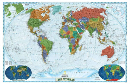 Komar The World Blue Frame Vlies Fototapete 200x130cm 4-Bahnen | Yourdecoration.de