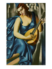 Kunstdruck Tamara De Lempicka Donna in Blu suona mandolino 60x80cm TDL 16 | Yourdecoration.de