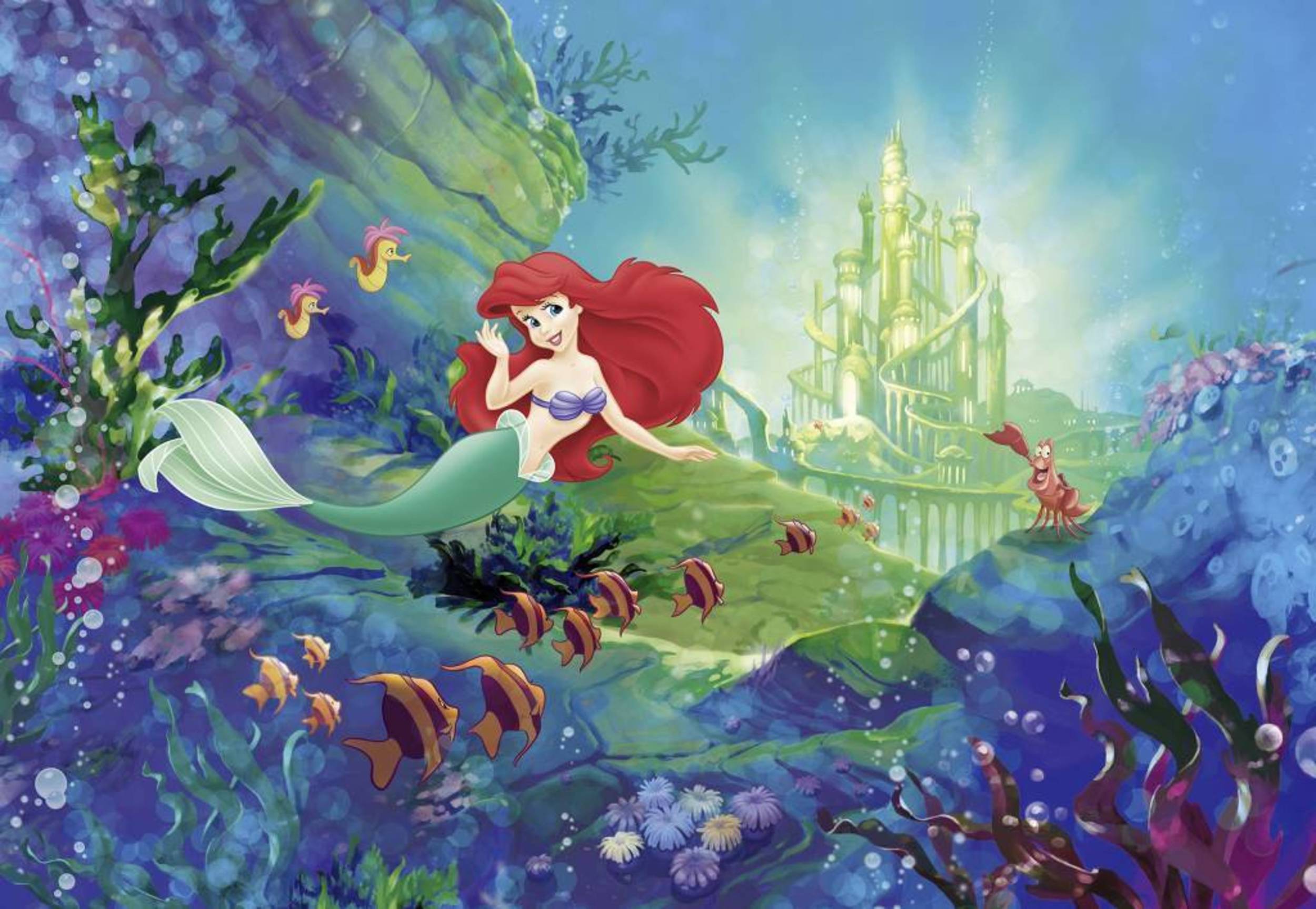 Fototapete - Kleine Zeemeermin Ariel's Castle 368x254cm - Papiertapete