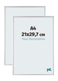 Aurora Aluminium Bilderrahmen 21x29-7cm A4 2 Stuck Silber Matt Vorne Messe | Yourdecoration.de