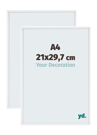 Aurora Aluminium Bilderrahmen 21x29-7cm A4 2 Stuck Weiss Hochglanz Vorne Messe | Yourdecoration.de