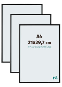 Aurora Aluminium Bilderrahmen 21x29-7cm A4 3 Stuck Schwarz Matt Vorne Messe | Yourdecoration.de