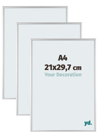 Aurora Aluminium Bilderrahmen 21x29-7cm A4 3 Stuck Silber Matt Vorne Messe | Yourdecoration.de