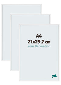 Aurora Aluminium Bilderrahmen 21x29-7cm A4 3 Stuck Weiss Hochglanz Vorne Messe | Yourdecoration.de
