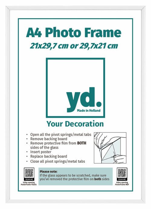 Aurora Aluminium Bilderrahmen 21x29 7cm A4 set von 2 Weiss Vorne Einlegeblatt | Yourdecoration.de
