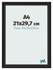 Bilderrahmen 21x29 7cm A4 Schwarz Gemasert MDF Lazio Vorne Messe | Yourdecoration.de