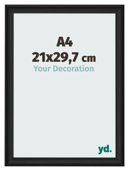 Bilderrahmen 21x29 7cm A4 Schwarz Gemasert MDF Lazio Vorne Messe | Yourdecoration.de