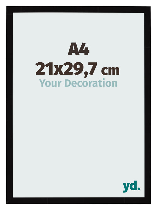 Bilderrahmen 21x29 7cm A4 Schwarz Hochglanz MDF Bologna Vorne Messe | Yourdecoration.de