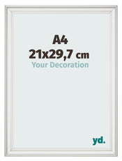 Bilderrahmen 21x29 7cm A4 Weiss Gewischt MDF Lazio Vorne Messe | Yourdecoration.de