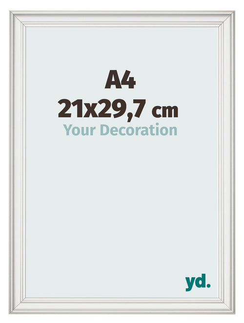 Bilderrahmen 21x29 7cm A4 Weiss Gewischt MDF Lazio Vorne Messe | Yourdecoration.de